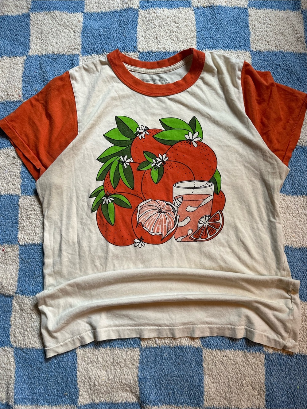 Big bud press Orange juice Graphic Ringer Tee - Orange/White